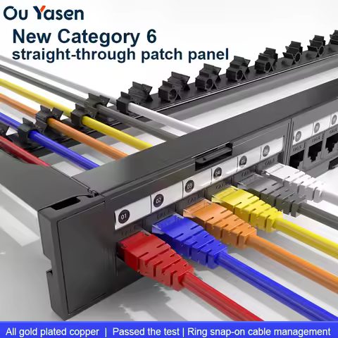 Upgraded Cat6 24-Port Punch-Free Network Patch Panel to Cat5e 48-Port Straight-Through Cable Patch P