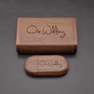 Custom LOGO Wooden USB flash drive 16GB 32GB 64GB Oval Walnut wood + box Pendrive