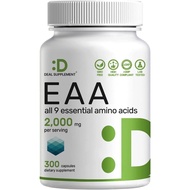 Essential Amino Acids (EAA) 2000mg Per Serving, 300 Capsules – Unflavored - 9 in 1, All BCAAs (Branc