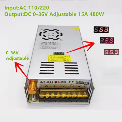 480W 15A 0-36V Adjustable Switching Power Supply HJS-480-0-36 DC voltage regulated SMPS with Digital