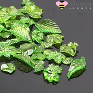 GLENES 30pcs Green Transparent Leaf Shape Beads, Leaf Shape Acrylic Beads Green Acrylic Leaf Beads, 