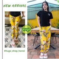 Quần lanh thổ cẩm - [Ảnh thật + có sẵn] - quần lanh họa tiết hoa quả - quần alibaba phom to rộng tho