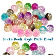 60粒 半成品彩色 亞克力冰裂爆花 水晶珠仔 DIY穿珠材料 手鍊項鍊飾品 雙色裂紋珠 碎石珠 串珠仔 珠仔