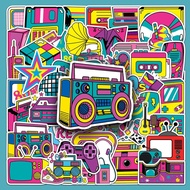 50 Retro 80s Graffiti Stickers Unique Creative Elements Decorative Luggage Mobile Phone Water Cup St