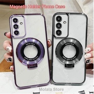 Casing For Samsung A55 A15 A25 A05s A05 A35 5G Transparent Soft Cover Magnetic Bracket Shockproof Ca