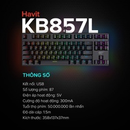 Gaming Keyboard HAVIT KB857L, 87 Keys, 19 RGB Modes, 50,000,000 Presses, Genuine