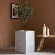 Tall Square Magnesium Clay Flower Pot Nordic Minimalist Style Mall Hotel Floor Pot Large and Small T