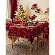 Christmas Dining Tablecloth with Christmas Doodle Motif - Aesthetic Table Mat with Christmas Decorat
