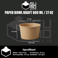 [ISI 25PCS] Paper Bowl DK Kraft Coklat Ivory Laminasi 360ml 500ml 650ml 800ml / Mangkok Kertas / Pap