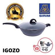 iGOZO Epsilon Premium Granite IH Stirfry Wok / iGOZO LavaRed / HappyCook 3pcs Non Stick Cookware Set Granite Cooking Pot