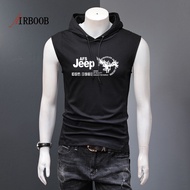 เสื้อยืดแขนกุดเสื้อกีฬาแขนสั้นผู้ชายแขนสั้นมีฮู้ดเทรนด์เสื้อกันหนาวยกทรงชุดฟิตเนสมีฮู้ดฤดูร้อน