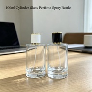 100ml Cylinder Glass Perfume Spray Bottle Empty Refillable Transparent Bottle Travel Cosmetic Sample