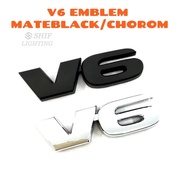 V6 Emblem Logo (MateBlack/Chrome)