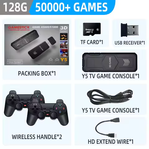 NEW Y5 Retro Tv Game Stick 2.4G Wireless Controller 4K HD Video Game Console Support Multiplayer PS1