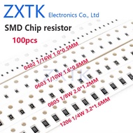 100PCS 0402 0603 0805 1206 SMD chip resistor Ohm 1% 0R 1R 10R 90.9R 100R 102R 105R 124R 330R 1K 10K 