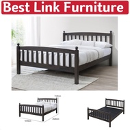 Solid Rubber Wooden Queen Size / Bedframe / Wooded Bed/Solid Wooden Queen Size Bedframe (Mattress Not Included)