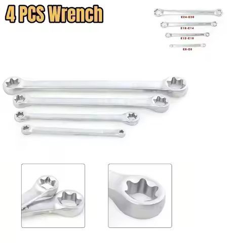 4Pcs Star Double Torx Wrench Spanner E-Torx Box Wrench E6 E8 E10 E12 E14 E18 E20 E24 Torx Set Ring S
