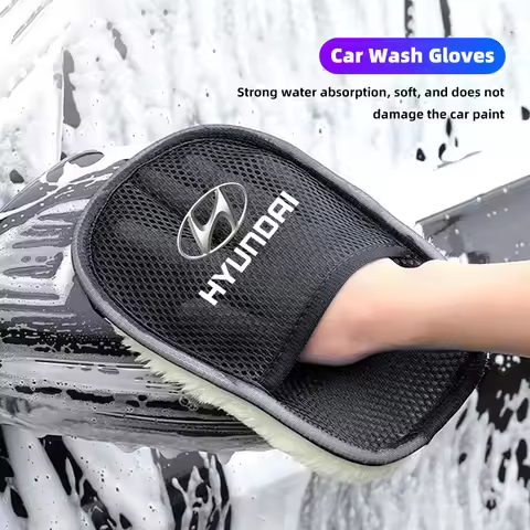 1Pcs Car Wash Glove Wool Soft Cleaning Brush Tools For Hyundai IONIQ Sonata Elantra Grandeur i20 i10