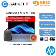 HP OMNIBOOK 5 AI 16-AF1107TU / 16-AF1108TU LAPTOP (CU5-225U,16GB,512GB SSD,16"2K,INTEL GRAPHICS,WIN1