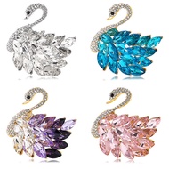 Crystal Swan Brooch High-End High-End Niche Chanel Retro Corsage Korean Version Anti-glare Pin Cloth