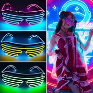 Phoenix B2C Luminous Party Glasses Fun Festival Eyewear Neon Rave Glasses with Led Lights for 80s Pa
