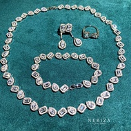 Neriza Jewelry/ชุดเครื่องประดับเพชรสังเคราะห์เกรดพรีเมี่ยมประกายเที่ยบเท่าเพชรแท้ เครื่องประดับเจ้าส