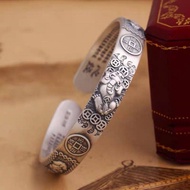LR-fortune wealth money Bite Silver Pixiu Bracelet feng shui coin bracelet Sutra heart bracelet Luck