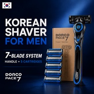 Shaver for Men DORCO PACE 7 Premium 7 Blade Razor Handle + 5 Cartridges Made in Korea
