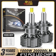 1000W 200000LM H7 LED Canbus 360 H4 H1 9005 HB3 9006 HB4 Turbo Bi Led Projector Lens H11 Car Headlig