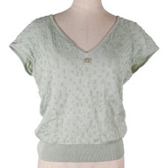 二手 CHANEL COCO Mark 針織短袖 P43857K04517 人造絲淺綠色 COCO Mark 女款