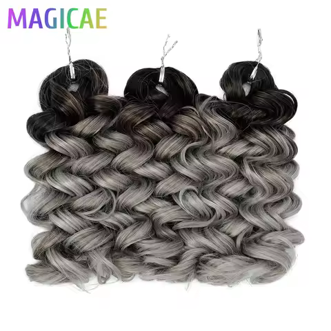 Karen 3Pcs 16Inches 250Grams Loose Culry Braids Ombre Blond Highlight 16A/56C Brown Crochet Braiding
