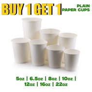 【Buy 1 Get 1】Plain Paper Cups White 5oz 6.5oz 8oz 10oz 12oz 16oz 22oz Disposable Cup