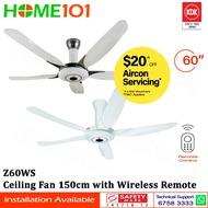 KDK Super Deluxe Ceiling Fan 150cm w/ Remote Ctrl Z60WS