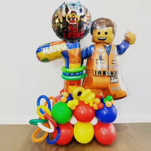 52pcs Emmet Colorful Latex Lego Movie Print Balloon Baby Shower Blocks Themed Decorations Children B