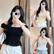 Basic Plain Ruffled Off-Shoulder Blouse 3 colors Emixclothes Aotrevai333 P0K17