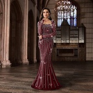 QOQ ชุดราตรีหรูหราสำหรับผู้หญิง ประดับลูกปัดและพลอยเทียม, ชุดคริสตัลระยิบระยับหรูหรา เหมาะสำหรับพรมแ