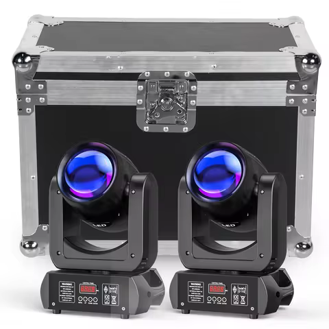 Yiflamefly 2Pcs 150W Beam Moving Head Lights With Flightcase 18Prisms Stage Light DMX DJ Lights For 