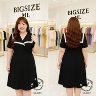EXTREMELY BEAUTIFUL BLACK DRESS WITH SHORT SLEEVES AND WHITE SAILOR NECK (ML1087) A-line Dress Midi 