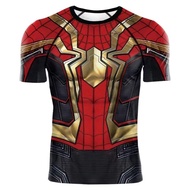 Spider Man tight fitting shirt men's 3D printed short sleeved quick drying gym fitness T-shirt Cospl