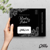 [50 pcs] Kartu Undangan Pernikahan Glossy Bw - Undangan Nikah Mewah BW - Elegant Invitation BW