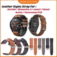 Leather Strap For Garmin Vivoactive 4 , Garmin Venu 3 Venu 2 , Garmin Active Forerunner 745 Strap