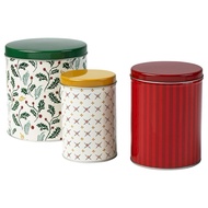 Ikea Biscuit Tin VINTERFINT Tin with lid, set of 3