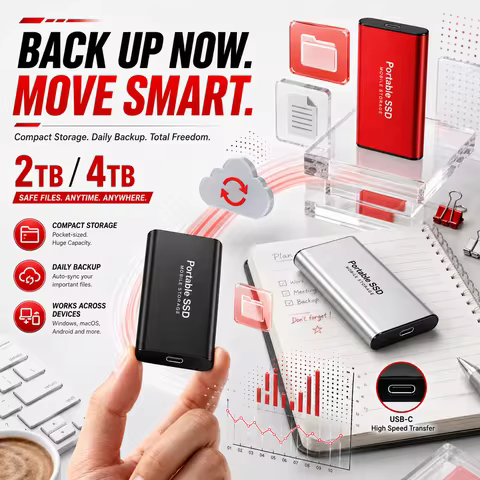 1TB Portable Hard Drive 2TB Solid-state Drive USB3.1 External Hard Drive with Stable Performance Sui