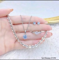 SET PERHIASAN DEWASA MATA SATU PUTIH LENGKAP TITANIUM PUTIH ANTI KARAT DAN TIDAK LUNTUR [BISA BAYAR 