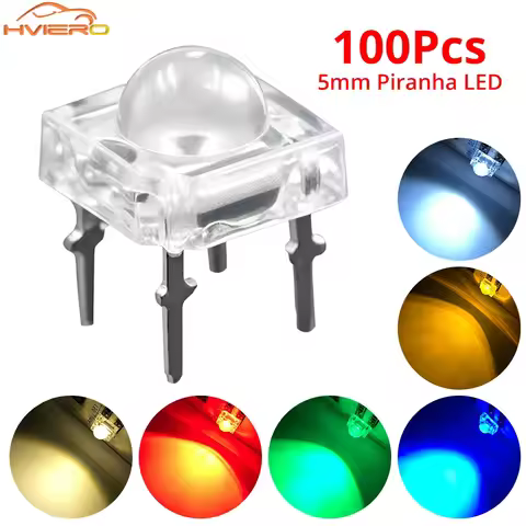 10/100X Min F5 5mm Diode Led Bulb Dome Flux Water Clear Piranha Lamp Bead DIY Emitting holiday Party