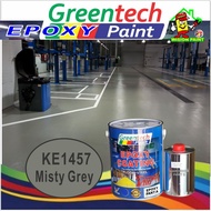KE1457 MISTY GREY ( GREENTECH PAINT ) Cat Lantai ( 5L or 1L )( EPOXY Paint + Hardener ) EPOXY FLOOR / WATERPROOF