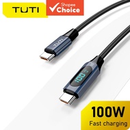 TUTI 100W 480Mbps High-Speed USB C to USB C Cable with LED Display Nylon Braided Fast Charging for L