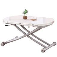 找得 - 小戶型多功能折疊伸縮茶機餐桌可移動升降圓形餐枱圓桌13020 白钢化玻璃 包安装