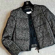MONCLER 小香風黑白毛呢短版羽絨外套