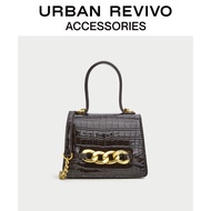 URBAN REVIVO อุปกรณ์เสริมสำหรับสุภาพสตรี กระเป๋าสะพาย ลายจระเข้ AW44TG2N2000 Black